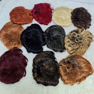 Letsfly Wavy 15$ Vente en gros à bas prix 0701 Perruques complètes ondulées, perruques courtes ondulées, cheveux humains naturels 1BF30, perruques pas chères - Product Image 2