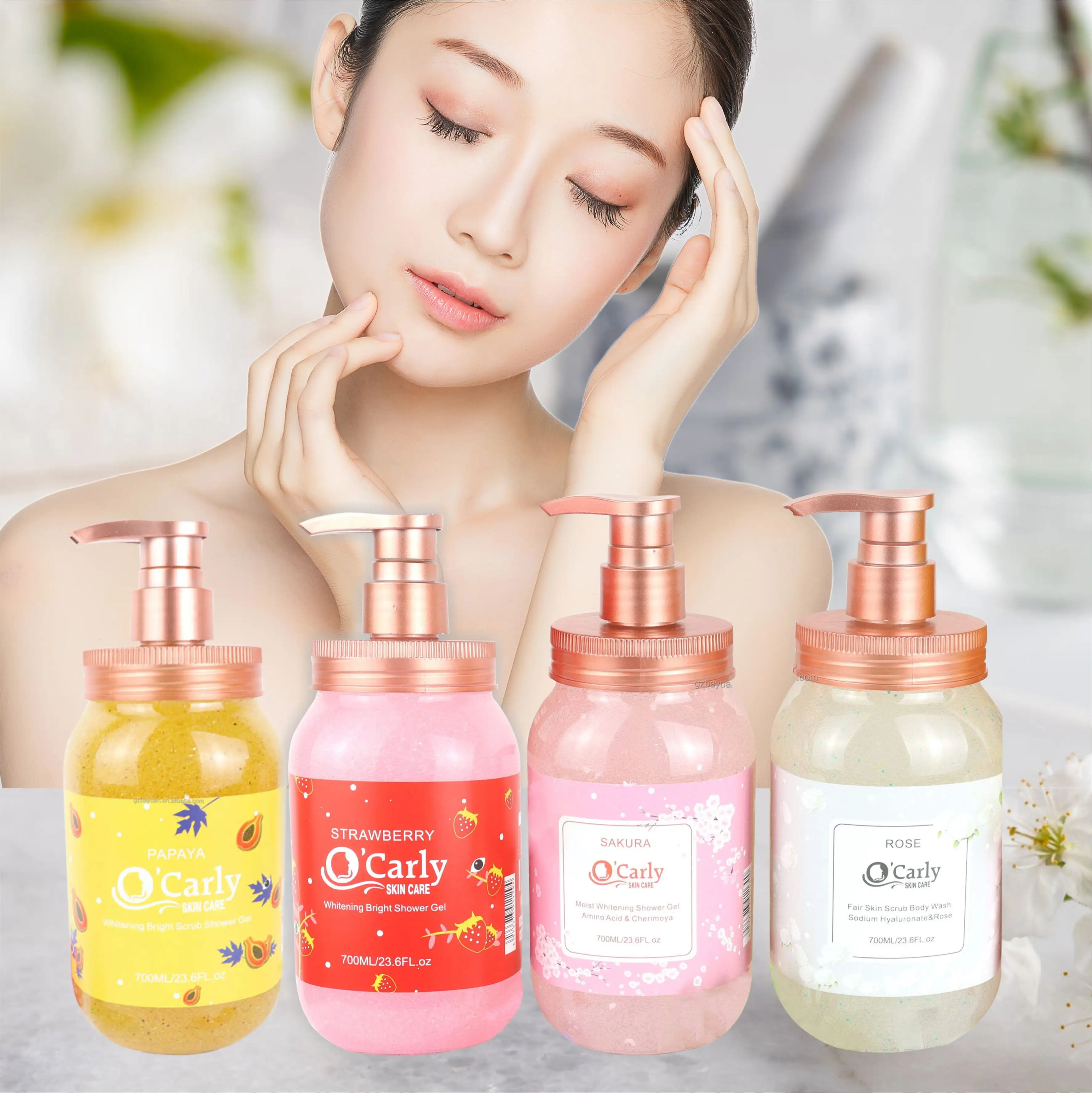 OEM Private Label Beauty cosmetics body Wash Organic Fruit Flavor Exfoliating Moisturizing Whitening Shower Gel For Dark Skin