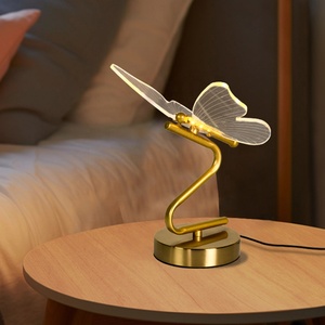 Lámpara d mesaLEDcon mariposa dorada,luces nocturnas de noche modernas y lujosas para el dormitorio y la sala d estar,decoración - Product Image 3