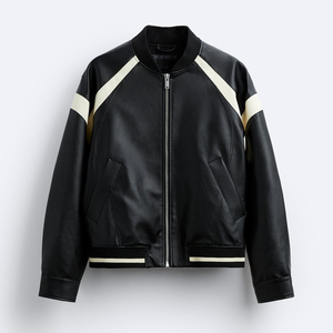 2023 Mới Thời Trang Bóng Chày Varsity Áo Khoác OEM Tùy Chỉnh Áo Thêu Logo <span class=keywords><strong>PU</strong></span> Da Máy Bay Ném Bom Varsity Áo Khoác Cho Nam Giới - Product Image 4