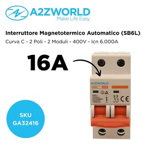 Interruptor Automático MCB C 2P 2M 6000A C16A AC 400V IP20 IEC60898-1 SB6L para Hogar y Oficina - Product Image 2