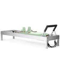 Reformer de Pilates Clásico Comercial Plegable de Lujo, Reformer de Pilates Clásico de Aluminio con Correas de Cuero