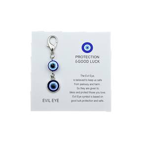 Llavero y Colgante para Bolso de Aleación de Zinc con Diseño de Tarjeta de la Buena Suerte y Ojo Turco Azul, Éxito de Ventas Transfronterizo de Moda - Product Image 3