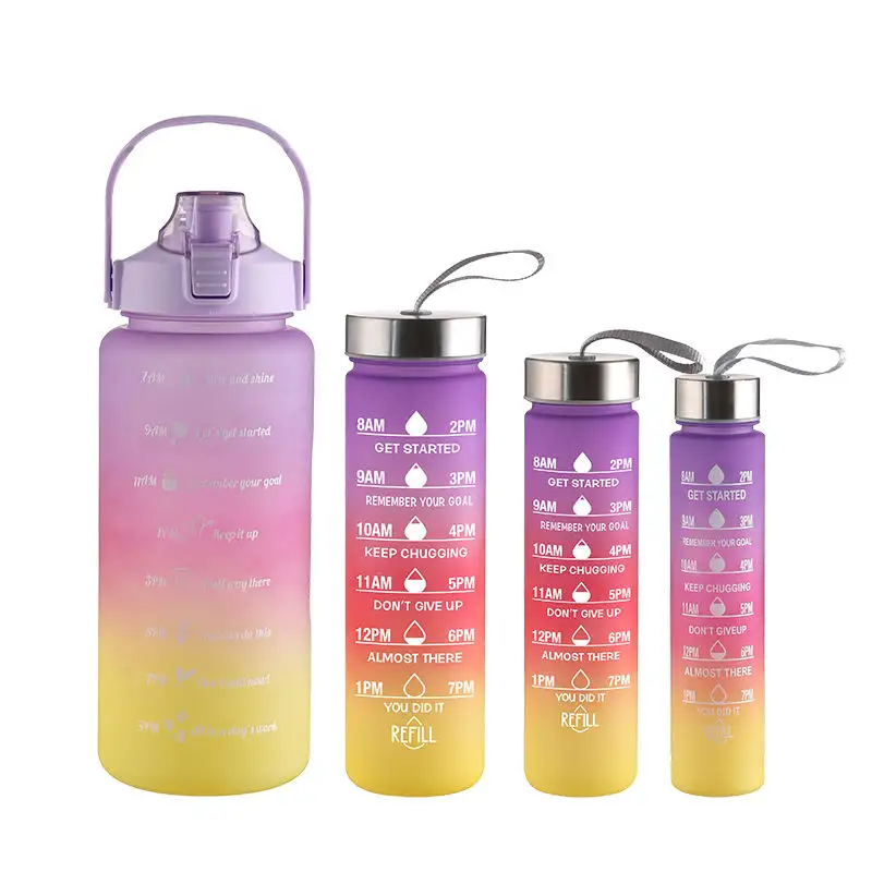 Multifunctional Portable Gradient Color 2.2L Promotional Time Marked Water Bottle