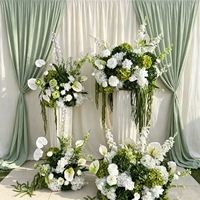 Décoration de jardin, boule de fleurs artificielles d'extérieur, porte-bougie, centre de table, vases, roses blanches, chemin de table pour la décoration de mariage