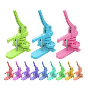 Machine manuelle DIY pour badges 58mm/44mm 3-en-1 à pression coulissante avec boîtier ABS - <span class=keywords><strong>Kit</strong></span> complet Rose/Vert au choix - Product Image 1