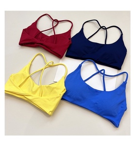 Yimo 9 colori moda donna tinta unita Cross Back reggiseno Yoga Set da donna scricchiolante <span class=keywords><strong>pantaloncini</strong></span> da ginnastica tuta da donna ad asciugatura rapida Set sportivo - Product Image 4