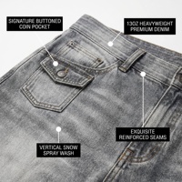 Jeans Baggy Homme Gris 13oz Personnalisés OEM, Coupe Large, Effet Délavé Vertical, Style Rétro Urbain pour la Mode
