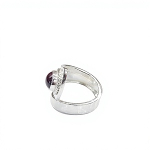 Trendy <b>Adjustable</b> 925 Sterling <b>Silver</b> Oval Red Garnet Gemstone Wrap <b>Ring</b> for Women Handmade Collection Bulk - Product Image 3