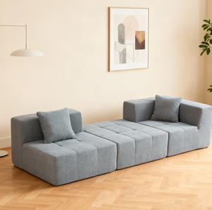 Conjunto de Sofás Seccionales Modulares Modernos, Tapicería de Franela, Patas de Madera, Diseño Cuadrado sin Brazos, Garantía de 5 Años - Product Image 3