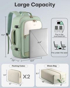 HOTOR Sac à dos de voyage en velours pour femme, compatible TSA, plusieurs compartiments, 3 cubes de rangement, résistant à l'eau, confortable pour les voyages - Product Image 5