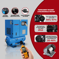 Compresseur d'air à vis intégré portable FGMI 5,5 kW 7,5 CV 8 bars monophasé 220 V 50 Hz lubrifié PLC avec réservoir d'air 60 L refroidi par air