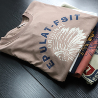 T-shirt à manches courtes pour homme, style occidental, lavé, brossé, imprimé simple, col rond, pour l'Europe et l'Amérique
