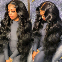 Perruque brésilienne en cheveux humains vierges, Lace Front 360 Full Lace, HD sans colle, double densité, longue, noire, pour femme