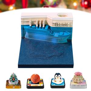 Calendario de escritorio 3D 2026, modelo de barco, Bloc 3D de notas, notas de papel con portalápices, artesanía de papel LED para escuela, oficina y hogar - Product Image 5