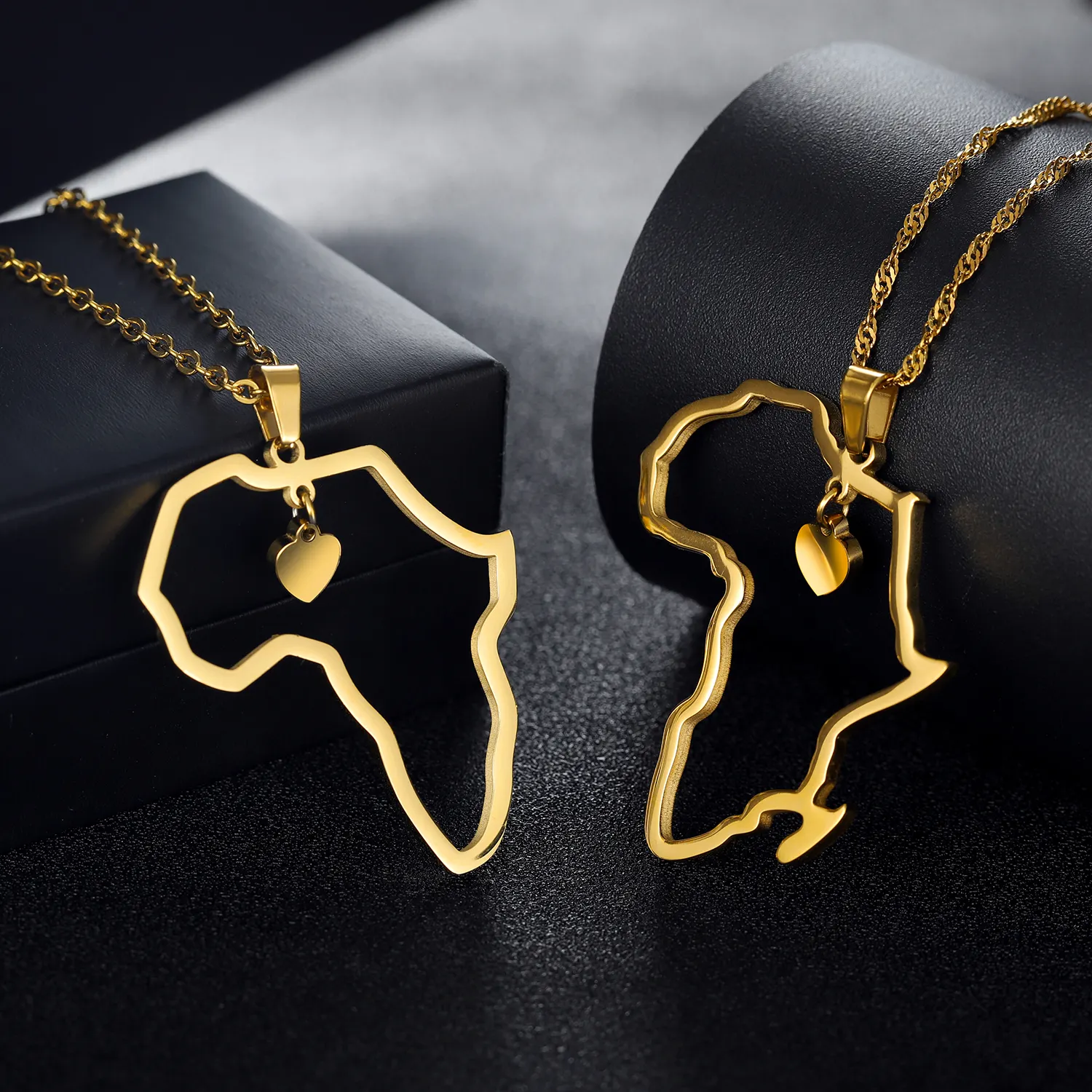 Collier avec pendentif en forme de cœur plaqué or, pour homme et femme, bijou personnalisé en acier inoxydable, reine africaine, américaine, 18k