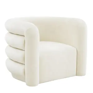 Pabrik Cina kualitas tinggi OEM desain baru mewah ruang tamu kursi Sofa pelapis lembut Boucle beludru bulat aksen kursi Chaise
