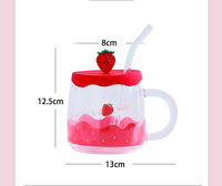 Tasse de paille en verre transparent avec couvercle en silicone, tasse de lait, tasse d'eau pour fruits d'été