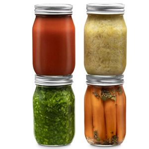 16oz 500ml Glass Food Container Wide Mouth Airtight Sealed Glass Mason Jars Can with Metal Lid In Bulk for Canning Food Bottles