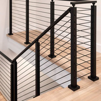 Grandsea Escalier intérieur droit moderne personnalisé Escalier flottant en acier avec bande de roulement en bois et verre Raling pour une utilisation en appartement