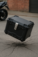 HONGBAO Nouvelle valise arrière étanche en aluminium 45L pour moto HOND ADV 160 YAMAHA XMAX 300 NMAX 155 - Boîte de rangement adaptable/améliorée