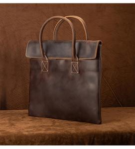 ハイエンドビンテージスタイル15インチ容量本物の牛革革サッチェルブリーフケース薄いビジネスコンピュータバッグクロスボーダー供給 - Product Image 6