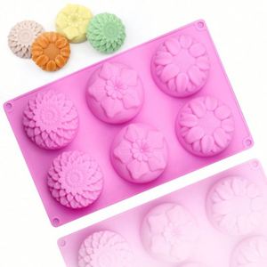 Molde Ecológico de Silicona con 6 Cavidades de Diferentes Formas de Flores para Hacer Velas, Jabones y Resina, Libre de BPA, OEM/ODM - Product Image 1