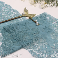 Vente en Gros Stock 17CM Large Multi Couleurs Chine Ivoire Bleu Foncé Stretch Dentelle Fleur Fantaisie Dentelle Élastique pour Lingerie Sous-Vêtements