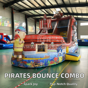 Ventes chaudes HTH Château gonflable combiné avec parcours d'obstacles premium, thème pirates des Caraïbes, île au <span class=keywords><strong>trésor</strong></span>, capacité de 400 kg - Product Image 2