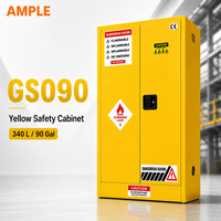 Armoire de sécurité industrielle pour produits inflammables 340L (90 gallons) jaune à double porte en acier pour stockage de produits chimiques pour écoles, ateliers et achats professionnels