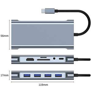 11 trong 1 3 cổng USB 3.0 1000Mpbs USB C <span class=keywords><strong>Ethernet</strong></span> Docking <span class=keywords><strong>Thunderbolt</strong></span> Dock <span class=keywords><strong>Hub</strong></span> PD sạc SD TF Đầu Đọc Thẻ 11 trong 1 <span class=keywords><strong>HUB</strong></span> cho Mac - Product Image 5