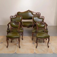 Vente directe d'usine, canapé en bois massif rétro américain, fauteuil de salon en cuir sculpté, personnalisable