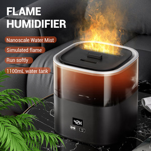 <span class=keywords><strong>Humidificador</strong></span> de llama de escritorio 1100ML difusor de Aromas purificador de aire con luz nocturna habitación fragancia volcán <span class=keywords><strong>humidificador</strong></span> para sala de estar - Product Image 6