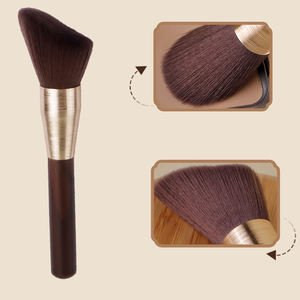 Logo de pinceau de maquillage personnalisé Pinceau à <span class=keywords><strong>contour</strong></span> coudé Cheveux synthétiques Procédé de <span class=keywords><strong>dessin</strong></span> Tube en aluminium Manche de pinceau en bois massif - Product Image 6