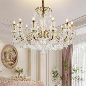 Lustre en cristal noir moderne français de designer européen, grand luminaire LED pour salon - Product Image 3