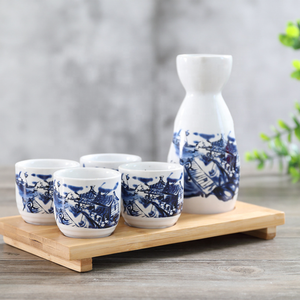 Juego de botellas de <span class=keywords><strong>vino</strong></span> de sake de cerámica japonesa, 4 tazas, caja de regalo - Product Image 5