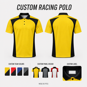 Polo de course personnalisé pour homme, tissu tricoté color block, vêtements d'équipe de sport automobile, fabricant OEM ODM à marque privée - Product Image 3