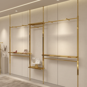 <strong>Store</strong> <strong>Design</strong> Custom <strong>Store</strong> Display Rack Gold Stainless Steel Clothing Rack <strong>for</strong> Retail Shop Garment Display Furniture Rack - Product Image 1