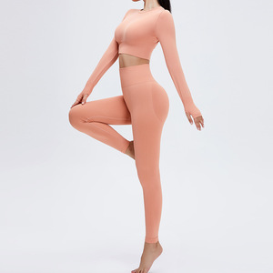 Tuta da Yoga da donna 2023 aderente per il Fitness da allenamento aderente per la pelle vestiti in tinta unita nuovi set di stile - Product Image 4