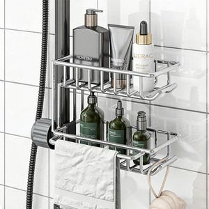 Support de cuisine suspendu à 2 niveaux sans perçage, nouveau porte-éponge et porte-serviette pour évier, support de <span class=keywords><strong>robinet</strong></span> en acier inoxydable - Product Image 5