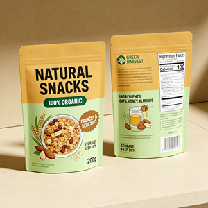 Sachet Doypack <span class=keywords><strong>pour</strong></span> flocons <span class=keywords><strong>d</strong></span>'<span class=keywords><strong>avoine</strong></span> et granola bio, imprimé avec logo personnalisé, en VMPET PE de qualité alimentaire avec fermeture zip - Product Image 6