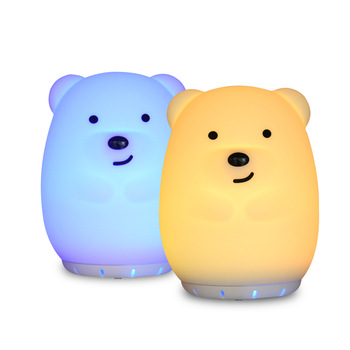 Bt Speaker Latest USB Cartoon Silicone Bunny RGB LED Night Light Bear Music Lamp Wireless Bedside Lamp for Children Baby