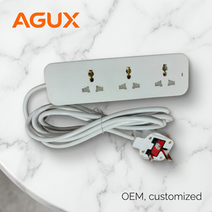 AGUX 1005 5-fach Steckdosenleiste mit 3-Meter-Kupferkabel, UK-Standard, kindersicher, Mehrfachstecker, elektrische Verlängerungssteckdosen, SDK 16A - Product Image 1
