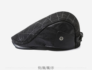 Boina de Cuero PU para Hombre, Gorro Plano de Invierno Cálido Estilo Ivy - Product Image 5
