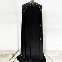 Robes maxi de soirée de haute qualité pour femmes grandes tailles, col montant, dentelle perlée