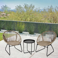 Chaise en rotin pour l'extérieur Garden Leisure Ensemble table à thé trois pièces pour balcon