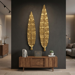 Modern Gold Plated <b>Leaf</b> <b>Wall</b> Art <b>Decorative</b> Hanging Accents Floral Botanical Design for Interior <b>Decoration</b> - Product Image 4