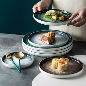 Platos de Porcelana Japonesa Mate con Patrón de Piedra, Redondos, para Bistec, <span class=keywords><strong>Sushi</strong></span>, Platos de Cena para Restaurante - Product Image 5