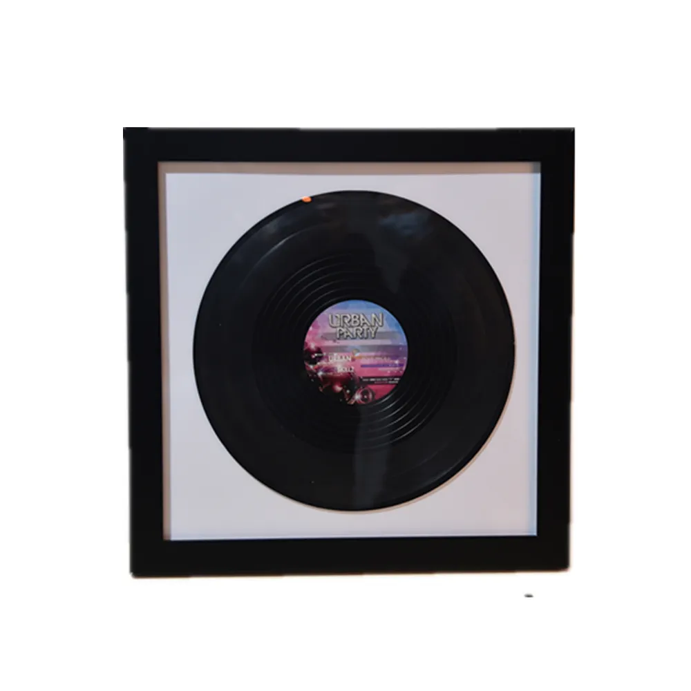 Factory made 16*16 Black modern wall hanging wood vinyl record frame for 12 inches vinyl record