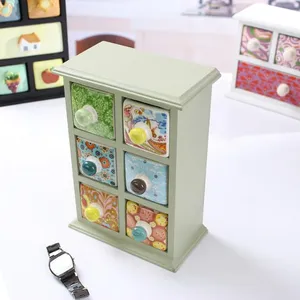 Di ceramica e di Legno Piccolo Scrigno di 6 Decorato A Mano Pittura In Rilievo Cassetti per Gioielli Organizzatore - Product Image 1